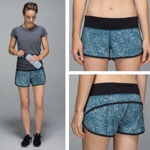 LULULEMON Run: Speed Short Size 8  Pebble Print Parfait Pink Alberta Lake/Black